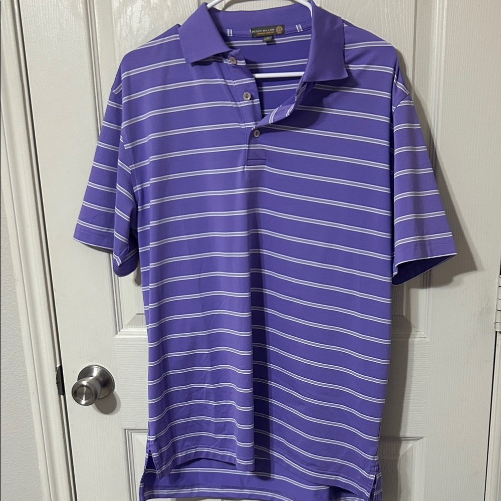 Peter Millar Purple Striped Polo Shirt